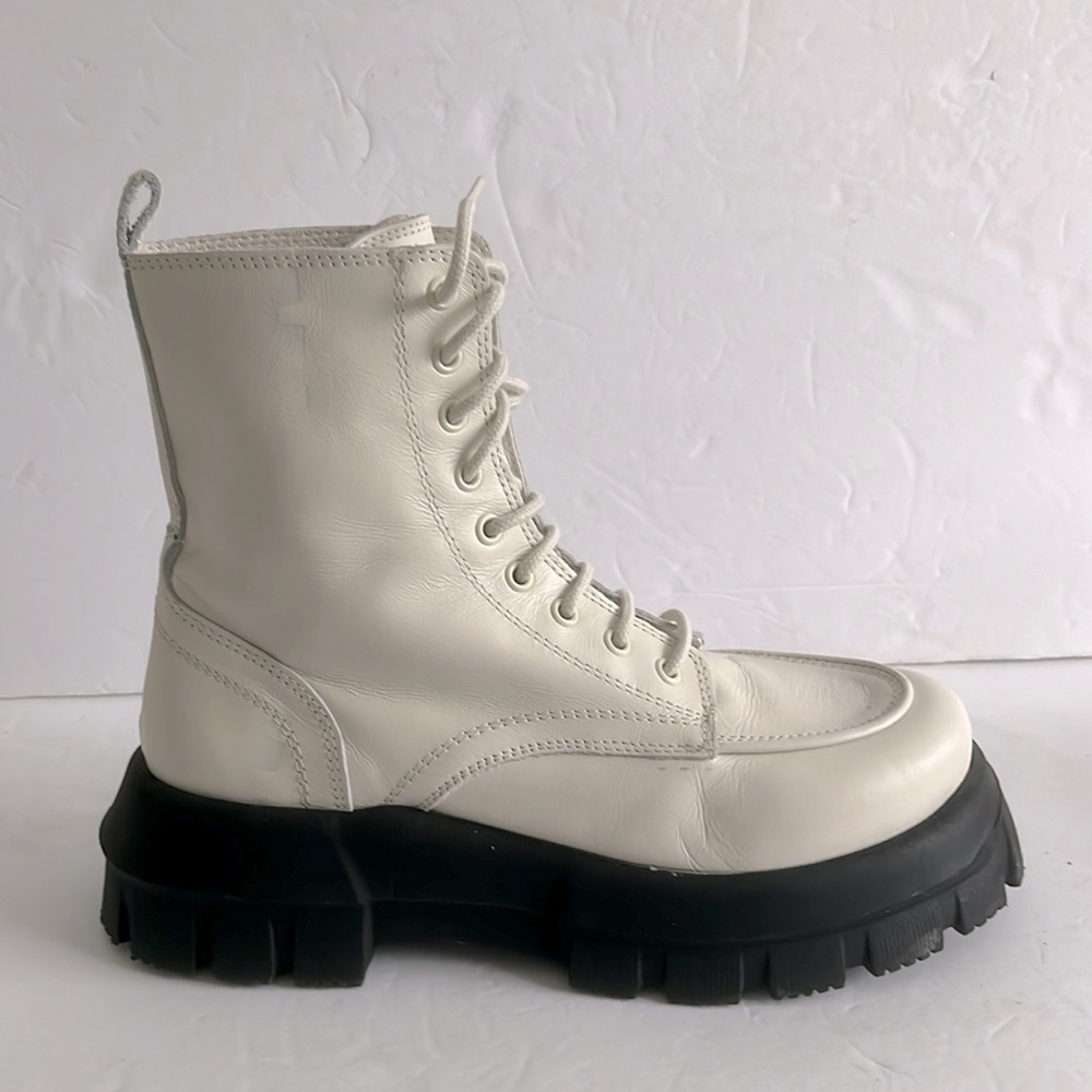 Topshop Leather Women’s Ava Platform Lace Up Combat Boots Size 39 or 8.5US - Picture 3 of 10